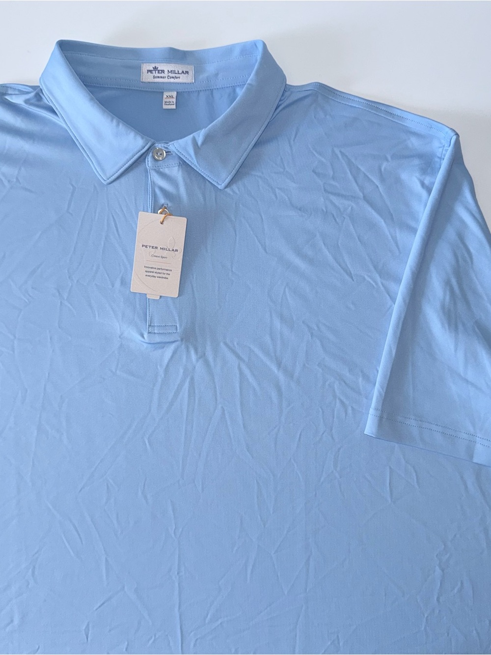 NWT Peter Millar Summer Comfort Polo Men's XXL Light Blue UPF 50 Protection